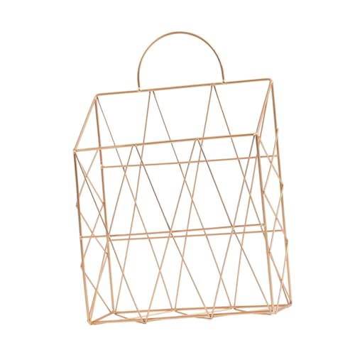 Yardenfun Wandmontierter Zeitschriftenhalter Griff Moderner Aufbewahrungskorb für Bücher Zeitungen und Dokumente Gold Eleganter Organizer für Büro und Zuhause von Yardenfun