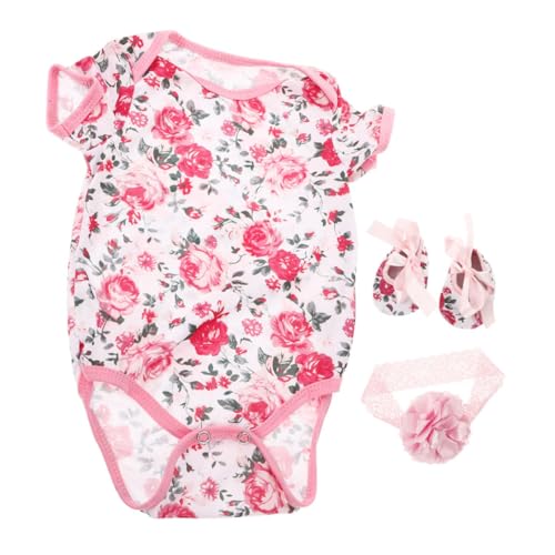 Yardwe 1 Satz Drück-Set Wiedergeborenes Puppen-Outfit Babymädchen Sommer -Outfit -Outfits Für Mädchen Kleidung Für Babypuppen Wiedergeborene Puppenkleidung Stirnband Baumwolle von Yardwe