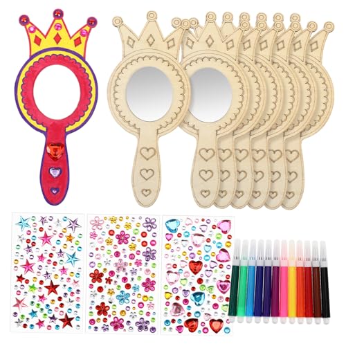 Yardwe 1 Satz Holzspielzeug Prinzessin Gastgeschenke Holzhandwerk Selber Machen Kinderspiegel Für Mädchen Prinzessinnen-spiegel-partygeschenke Spiegel Handwerk Buchsbaum von Yardwe