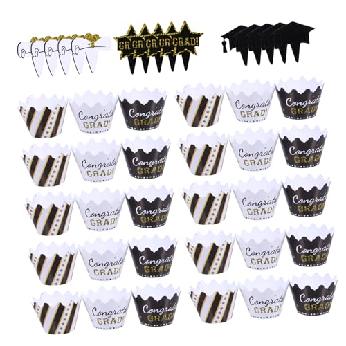 Yardwe 1 Satz Kuchen Umgebende Karten Hochschule Name Dekoration Abschlusstorte Kuchen Picks Felgen Grad Kuchenverzierungen Abschluss-kuchenaufsatz Dessert -topper Papier 24 Stück von Yardwe