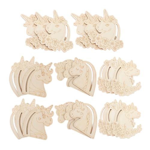 Yardwe 1 Satz Lackierte Holzspäne Einhorn Leer Kunsthandwerk Partyhandwerk Holzhandwerksvorräte Holzausschnitte Holz-graffiti-material Zubehör Basteln 3 Mm Pappelbrett 24 Stück von Yardwe