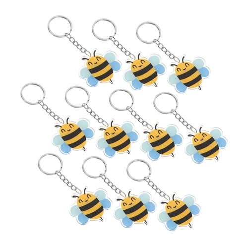 Yardwe 10 Stück Biene Schlüsselanhänger Netter Schlüsselbund die Biene bienen deko bienen schlüsselanhänger Entzückender Cartoon-Bienen-Schlüsselanhänger Taschenanhänger Metall von Yardwe