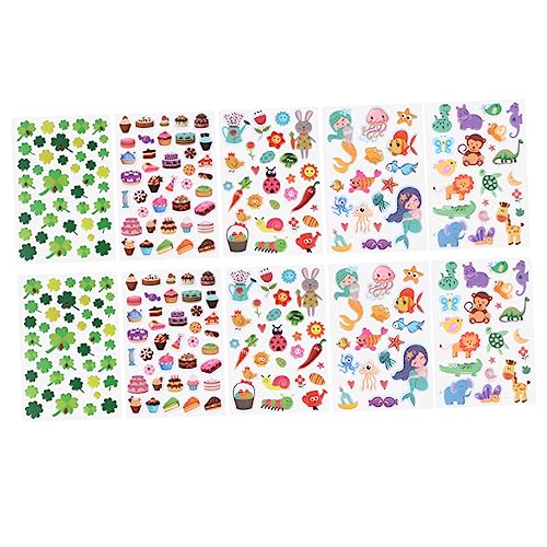 Yardwe 10 Stück Teiliges Cartoon Aufkleber für Selbstklebende Tier Sticker für Bastelprojekte und Scrapbooking Zufällige Farben Einfach zu Entfernen Gestalten Zufällige von Yardwe