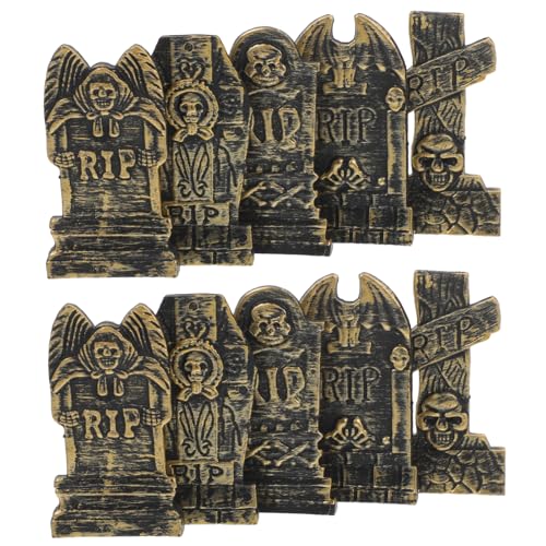 Yardwe 10 Stück -grabsteindekoration Halloween-grabstein- Mini Skelett Halloween-Friedhof-Requisiten Halloween-miniaturgrabsteine Grabsteindekorationen Klein Plastik von Yardwe