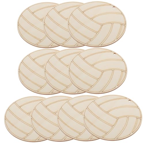 Yardwe 10 Stück lackierte Holzspäne für Handwerk Volleyball drinnen handwerk aus holzverzierungen Holzausschnitte Holzspäne zum Basteln Holzhandwerk unvollendet Holzverzierungsscheiben von Yardwe