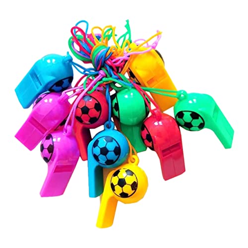 Yardwe 100 Stück Fußball Pfeifen mit Umhängeband für Kindergeburtstage Sportevents und Fußballfeiern Mitgebsel und Dekoration für Unvergessliche Zufällige Farbe von Yardwe