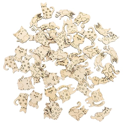 Yardwe 100Stücke Katzen Holzplatten Unbemalte DIY Holzscheiben für Kreative Bastelprojekte Partydekoration und für Katzenliebhaber Langlebig und Vielseitig von Yardwe