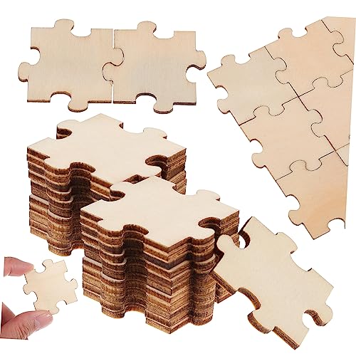 Yardwe 100Stücke Leere Holzpuzzleteile für DIY Bastelprojekte Unvollendete Puzzles für Kreative Kunstwerke für Erwachsene Glatte Oberfläche zum Bemalen und Gestalten von Yardwe
