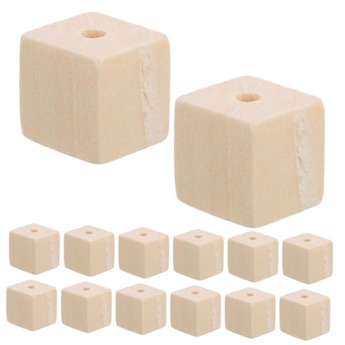 Yardwe 100Stücke Quadratische Holzperlen mit Großem Unbehandelte DIY Holzperlen für Schmuckherstellung Bastelprojekte und Wohnkultur von Yardwe
