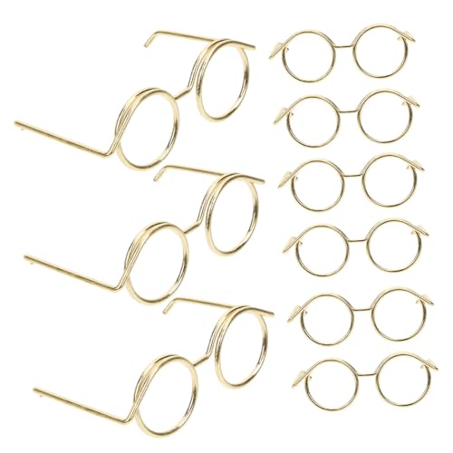 Yardwe 10Stücke Mini Puppen Sonnenbrillen Teilig Metallrahmen Runde Brille Für Puppenbekleidung Und DIY Projekte Zubehör Für Puppen Und Fotografie Requisiten von Yardwe