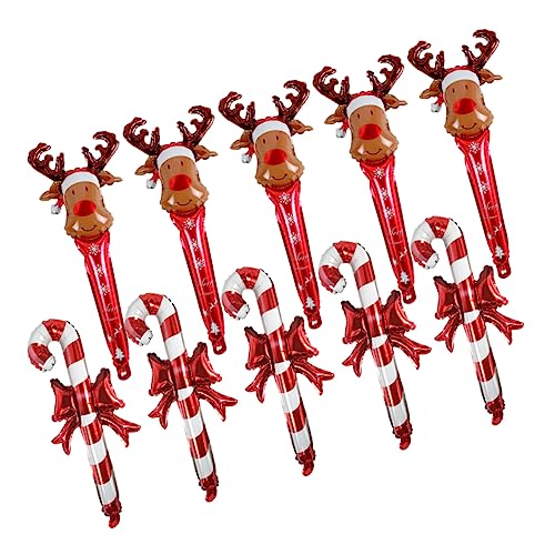Yardwe 10Stücke Weihnachtsballons Handheld Luftballons Mit Zuckerstangen Und Elchkopfdesign Für Festliche Anlässe Langlebig Und Wiederverwendbar Partyzubehör von Yardwe