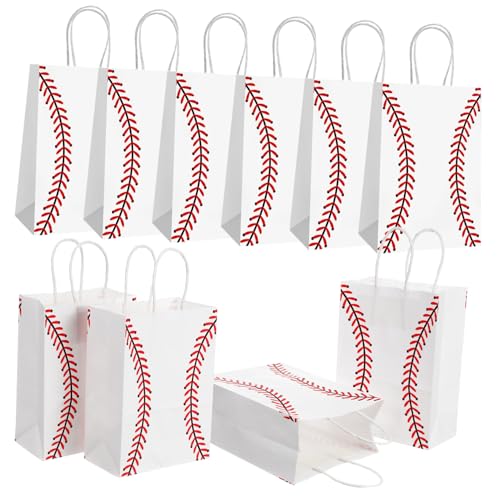Yardwe 12 Stück Geschenktasche Taschen für Baseball-Partys Partytüten mit Baseball- geschenktüten Geschenkverpackungsbeutel Geschenktüte zur Hochzeit Kraftpapier Weiß von Yardwe