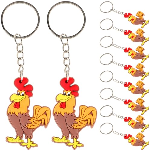 Yardwe 12 Stück Hahn Schlüsselanhänger Form Charm Schlüsselanhänger Cartoon Schlüsselanhänger Ornamente Taschenanhänger Hühner Kreative Schlüsselanhänger Dekorationen von Yardwe