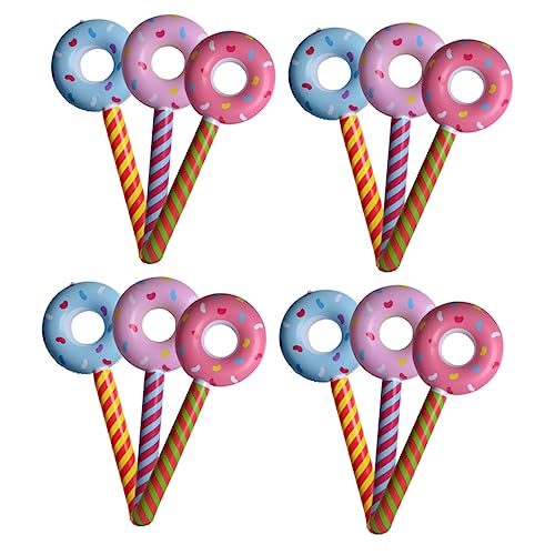 Yardwe 12 Stück Stick Dekorationen Party Dekoration Kinderspielzeug Party Aufblasbare Ballonstäbe Ballon Aufblasbarer Cheer Stick Donut Ballon Ornament Pvc Zufällige Farbe von Yardwe