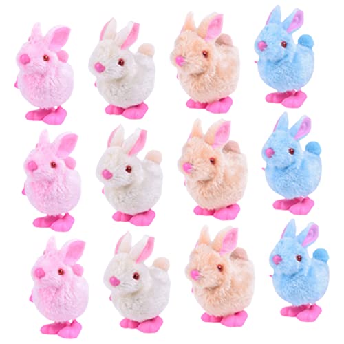Yardwe 12 Stück Teiliges Plüsch Wind Up Hüpfender Aufziehhase für Bunte Party Mitgebsel Kleines Clockwork Kaninchen für Jungen und Mädchen Einfach zu Bedienen von Yardwe