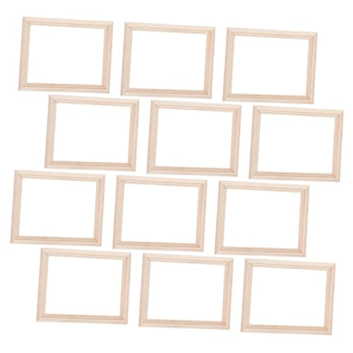 Yardwe 12 Stück Teiliges Set Miniatur Holz Bilderrahmen für Puppenhäuser Dekorative Fotohalter im Vintage Stil für Mini Haus Dekoration und an Freunde von Yardwe