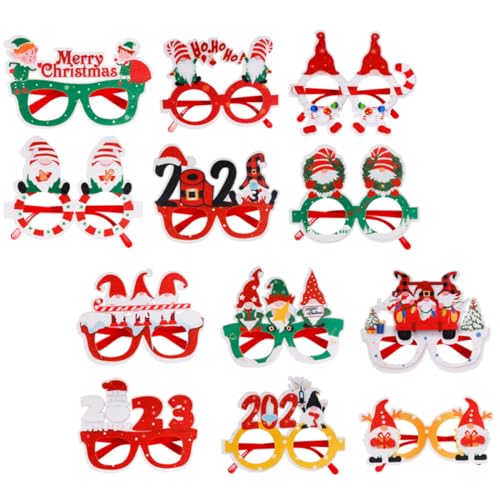 Yardwe 12 Stück Weihnachtsparty Liefert Weihnachtsbrille Requisiten Weihnachtsfeierbrille Santa -brille Weihnachtsfeier Foto Requisiten Weihnachtsfeier Brille Gläser Filzstoff von Yardwe