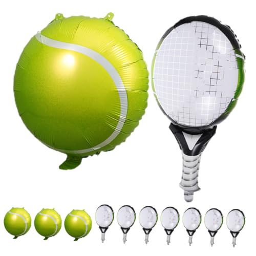 Yardwe 12 Tennisschläger Ballons Große Tennis Party Vorräte Sportform Zahlen Tennis Party Folienballons Mit Grüner Dekoration Smaragd Tennisball Ballons Aluminiumfolie von Yardwe