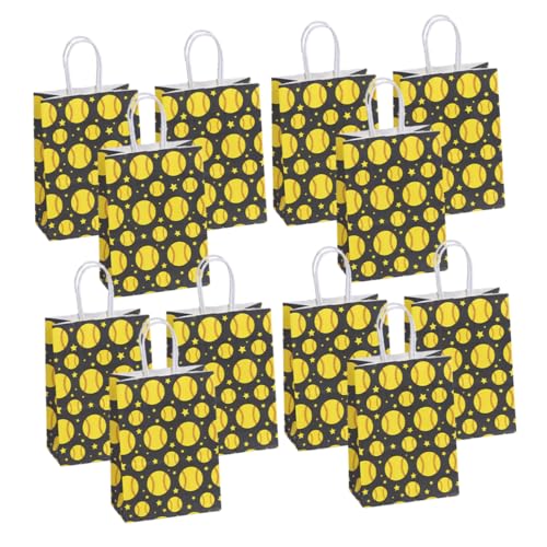 Yardwe 12Stücke Baseball Snacktüten Papier Geschenktüten Mit Griff Für Partys Geschenkverpackungsbeutel Für Süßigkeiten Für Baseball Motto Feiern von Yardwe