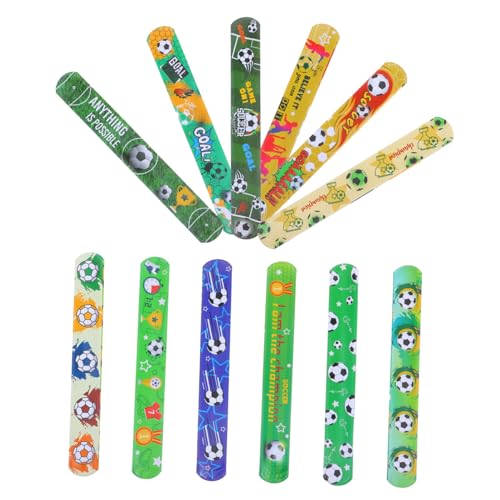 Yardwe 12Stücke Fußball Slap Armbänder aus PVC Cartoon Themen Armbänder für Kinderpartys Wiederverwendbare Mitgebsel für Fußballfans Leicht und Langlebig von Yardwe
