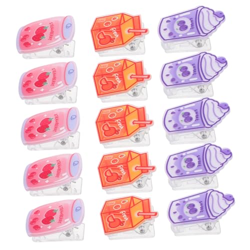 Yardwe 15 Stück Teiliges Kreative Acryl Clips Lustige Snackbeutel Clips Dokumenten und Notizenhalter Vielseitig Einsetzbare Büroklammern für Schule und Büro Erdbeere Herzorange von Yardwe
