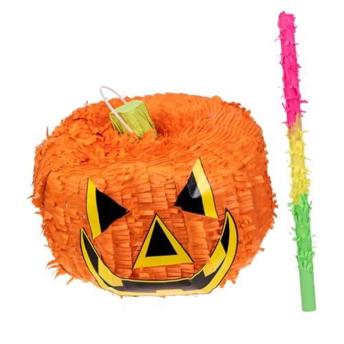 Yardwe 1Satz Halloween Pinata Kürbis Pinata Stab Festliche Deko Für Kindergeburtstag Und Halloween Party Befüllbar Mit Süßigkeiten Leuchtende Farben Kreative Spielideen von Yardwe