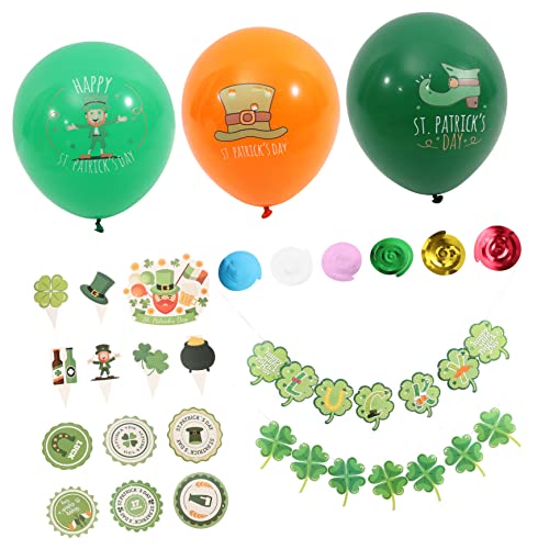 Yardwe 1Satz Patrick's Day Deko Mit Kleeblatt Luftballons Papierbanner Und Cupcake Topper Für Festliche Feiern Für Innen Und Außendekoration von Yardwe