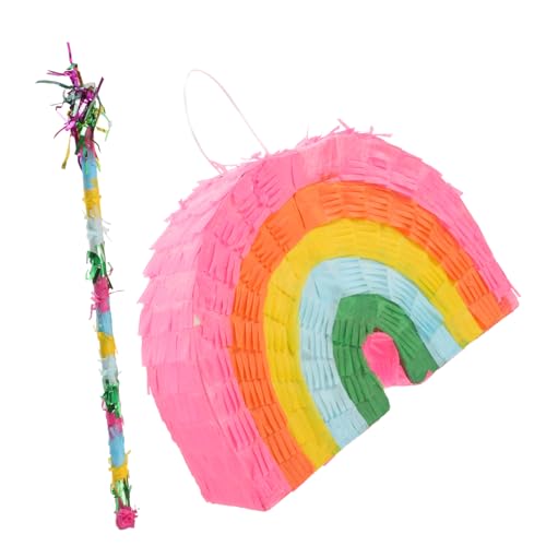 Yardwe 1Satz Regenbogen Piñata Für Kindergeburtstag Teiliges Dekorationszubehör Mit Bunter Kuchendekoration Und Piñata Stick Für Karnevalsspiele Und Feiern von Yardwe
