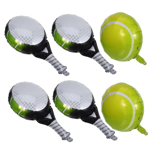 Yardwe 1Satz Tennis Ball Und Luftballons Aluminiumfolie Ballondekorationen Für Tennis Party Helle Tennisbälle Und Grüne Tennisschläger Party Dekoration von Yardwe
