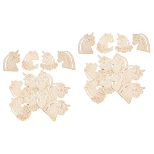 Yardwe 2 Sätze Lackierte Holzspäne Leer Handwerk Holzscheiben in Einhornform Diy Einhorn-ausschnitte Basteln Holz-graffiti-material Diy -holzscheiben 3 Mm Pappelbrett 24 Stück * 2 von Yardwe
