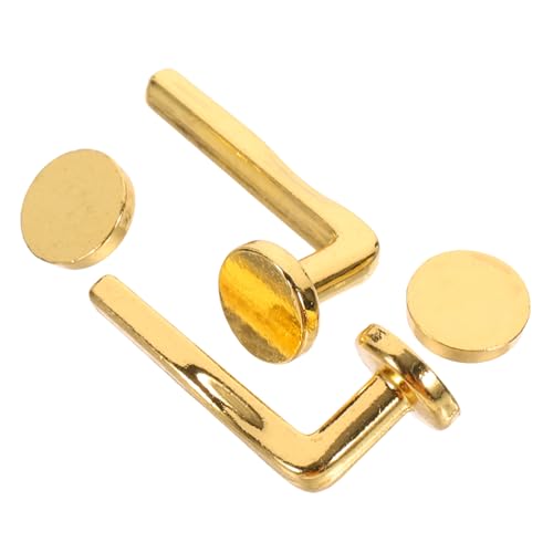 Yardwe 2 Sätze Miniatur-Türknauf Dollhouse Lock handhaben sperren Schlüssel Zubehör Griffe Puppenhaus-Türknöpfe Miniatur-Verriegelungsknöpfe Mini-Möbelknöpfe Puppenhausknöpfe Eisen Golden von Yardwe