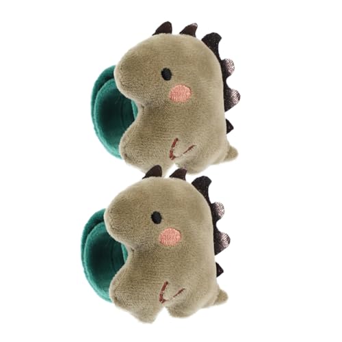 Yardwe 2 Stück Dinosaurier-Armband Plüsch-Dinosaurier-Stofftier Schlagarmbänder für Kinderarmreif Plüsch Dinosaurier Armband Tierschnapparmbänder Animal-Slap-Armbänder Legierung von Yardwe