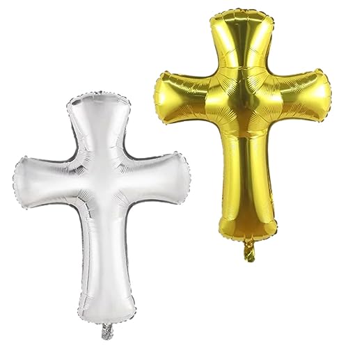 Yardwe 2 Stück Kreuz Folienballons Gold und Silber Dekorative Taufballons für Junge Mädchen Partydeko für Taufen Babypartys und Festliche Anlässe Einfach Aufzuhängen und Wiederverwendbar Yardwe 2 Stück Kreuz Folienballons Gold und Silber Dekorative Taufballons für Junge Mädchen Partydeko für Taufen Babypartys und Festliche Anlässe Einfach Aufzuhängen und Wiederverwendbar von Yardwe