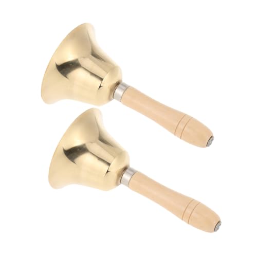 Yardwe 2 Stück Messing Handglocke Klingeln Für Service Hotelservice Glocke Glockendekor Aus Metall Türklingel Im Klassenzimmer Lustige Serviceklingel Handglocken Dienerglocke Holz Golden von Yardwe