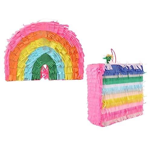 Yardwe 2 Stück Regenbogen Pinata Dekorative Kuchen Pinata für Geburtstagsfeiern Hochzeiten Eid Feiern Füllspielzeug für Unvergessliche Partymomente und Fotorequisiten von Yardwe