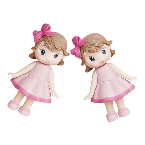 Yardwe 2 Stück Rosa Bow Girl Orament Deko Kuchendeckel Miniaturpuppe Landschaftsgestaltung Miniaturen Kuchenzubehör Cupcake -topper Kuchenschmuck Polymer-ton von Yardwe