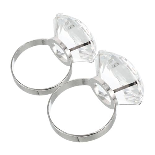 Yardwe 2 Stücke Große Diamant Ring Requisiten Hochzeit Ringe Gefälschte Engagement Ring Transparent Legierung Yardwe 2 Stücke Große Diamant Ring Requisiten Hochzeit Ringe Gefälschte Engagement Ring Transparent Legierung von Yardwe