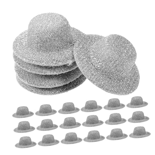 Yardwe 20 Stück Mini-Hut bunt Stroh Miniaturhüte zum Basteln Festivalhut winzig Funny hat Dollhouse Accessories Puppenhutzubehör dekorative Puppenhüte Feiner Farbiger Stoff Silver von Yardwe