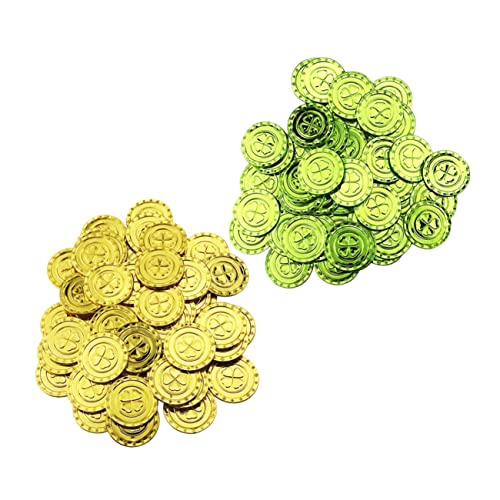 Yardwe 200 Stück St. Pa Requisiten The Green die grünen goldene St. Patrick's Day-Party Patricks Day Dekorationen Glücksmünze Partyzubehör gefälschte Plastik von Yardwe