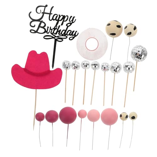 Yardwe 21 Stück Cowboyhutkuchen Mini-craft-hut Westliche Parteizubehör Cowboy-partyhüte Zubehör Für Cowboy-mottopartys Flaschenverschlusshut Cowboy-cupcake-topper Miniaturhut Papier Rosa von Yardwe