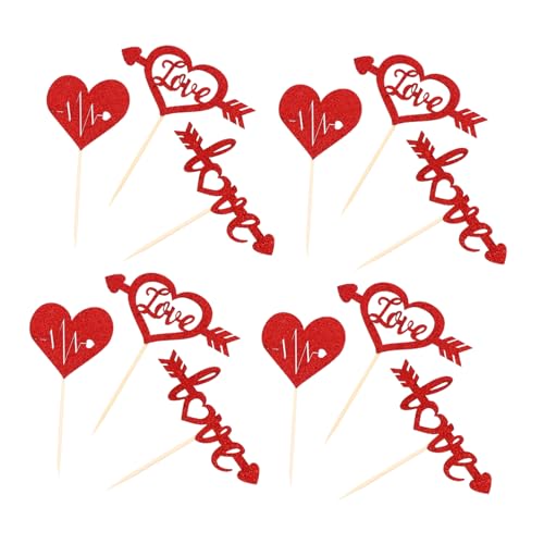 Yardwe 24 Stück Liebeskuchen Obstkuchen Obstkuchen Rosa Rosa Partyzubehör Dekoration Pappbecher Kuchen Party Topper Kuchenspieße Papier Dessert Topper Cupcake Topper Zum von Yardwe