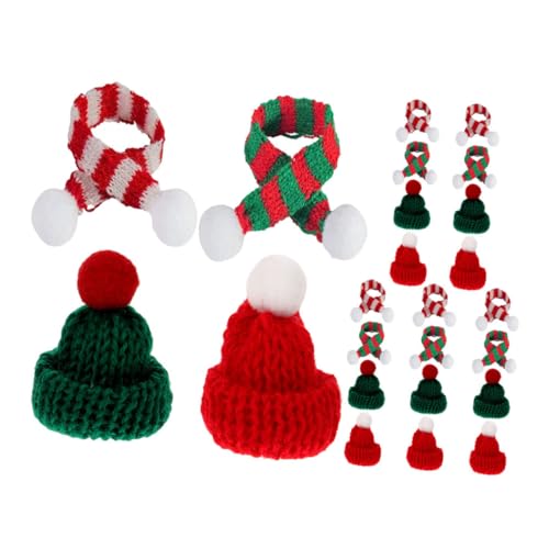 Yardwe 24 Stück Teiliges Mini Weihnachtsmützen mit Strickschals Dekorative Rote und Grüne Flaschenhüte Vielseitige Diy Weihnachtsdekoration für Weinflaschen Puppen und Bastelprojekte von Yardwe