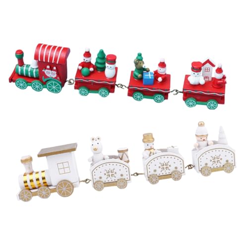 Yardwe 2Stücke Weihnachtliche Holzzug Dekoration Charmante Desktop Verzierungen Für Festliche Stilvolle Ausstellungen von Yardwe