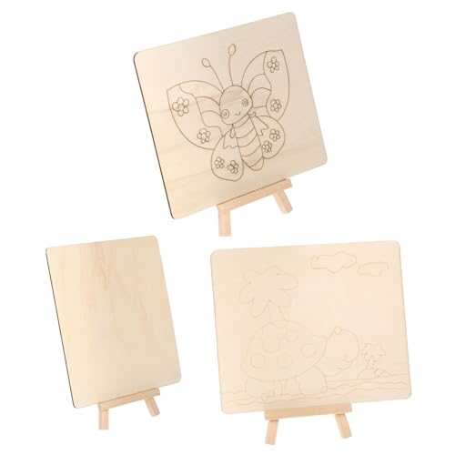 Yardwe 3 Sätze Kinderfarbe Zeichenbrett Malstaffelei für Zeichnung malen Kleinkinder Malbrett aus Holz malbretter Malmaterial für Planke hölzern Beige von Yardwe
