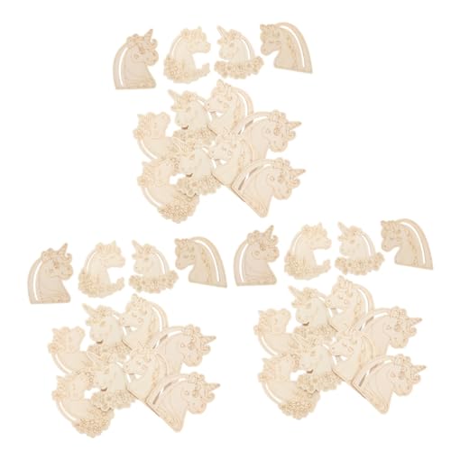 Yardwe 3 Sätze Lackierte Holzspäne Partyhandwerk Leer Kunsthandwerk Einhorn Dekorationsartikel Für Partys Holzanhänger Selber Machen Holzhandwerksvorräte 3 Mm Pappelbrett 24 Stück * 3 von Yardwe