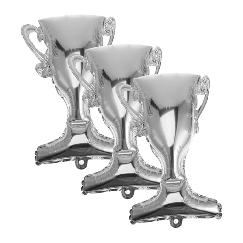 Yardwe 3 Stück Aluminium Folienballons Pokalform für Abschlussfeier Silberne Dekoration für Partys Elegantes und Kreatives Accessoire für Besonderen von Yardwe