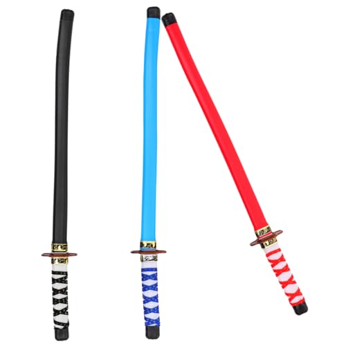 Yardwe 3 Stück Japanische Spielzeugschwerter für Party Mitgebsel Cosplay Requisiten Leichte Langlebige Kindergeburtstagsdeko in Rot Blau Schwarz Yardwe 3 Stück Japanische Spielzeugschwerter für Party Mitgebsel Cosplay Requisiten Leichte Langlebige Kindergeburtstagsdeko in Rot Blau Schwarz von Yardwe