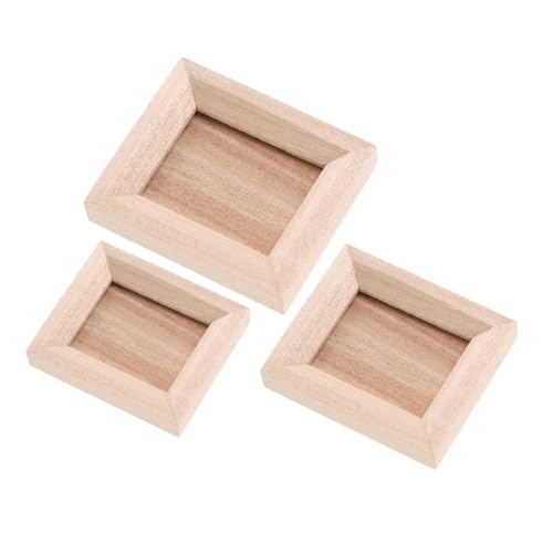 Yardwe 3 Stück Mini -fotorahmen Ornamente Mini Bilderrahmen Puppenhauszubehör Mini-puppenhaus-fotorahmen Miniatur-Vintage-fotorahmen Miniaturhauszubehör Puppenhausrahmen Holz Light Brown von Yardwe