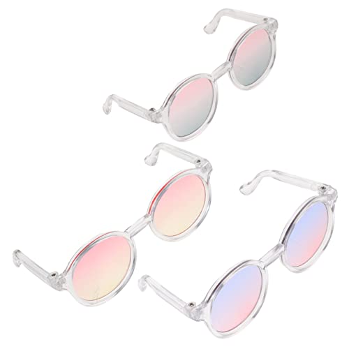 Yardwe 3 Stück Puppenbrille Modepuppe Transparente Gläser Babypuppe Puppe Augenbrillen Gläser Brille Mini-gläser Zum Basteln Bastelbrille Mini-Brille Brille Plastik von Yardwe