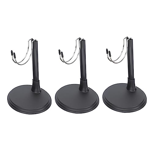 Yardwe 3 Stück Puppenregal Figure Stand doll Accessories Figurenständer Puppenpräsentation tooniesregal Zubehör Halter realistisch Puppenbasis Puppenständer Rostfreier Stahl Black von Yardwe
